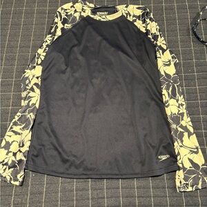 Speedo Black and Cream Floral Long Sleeve Top